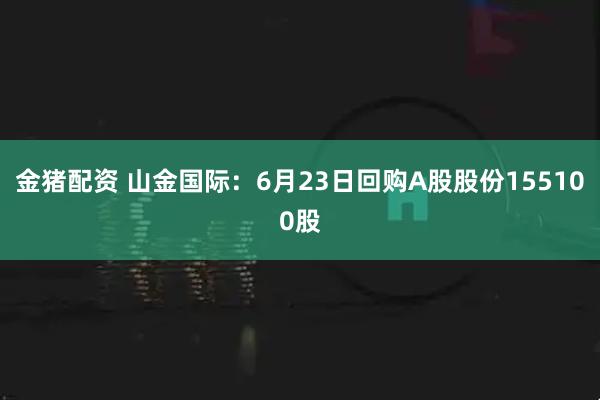 金猪配资 山金国际：6月23日回购A股股份155100股