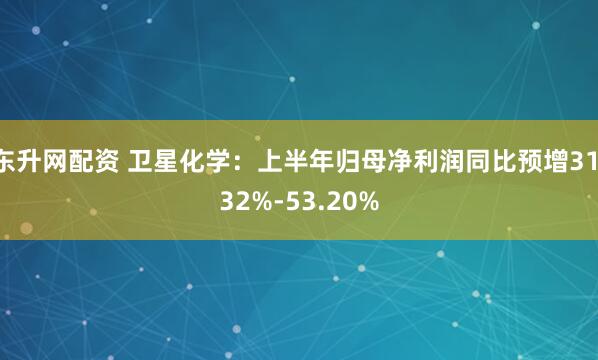东升网配资 卫星化学：上半年归母净利润同比预增31.32%-53.20%